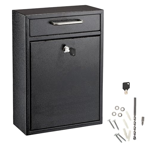 AdirOffice Wall Mount Mailbox - Mailbox with Lock and Keys- Durable Wall Mounted Locking Mailbox and Cash Drop Box for House, Apartments and Bussiness After Hours Deposits