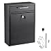 AdirOffice Locking Drop Box - Wall Mounted Mailbox - (Large, Black)