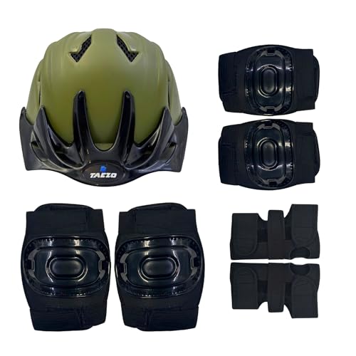 Image of Taezo 7-Pc Kids Skating Safety Kit - Helmet, Knee, Elbow & Wrist Guards for Cycling & Scootering - Adjustable Multi-Sport Protection Gear for Boys & Girls (55cm, Medium)
