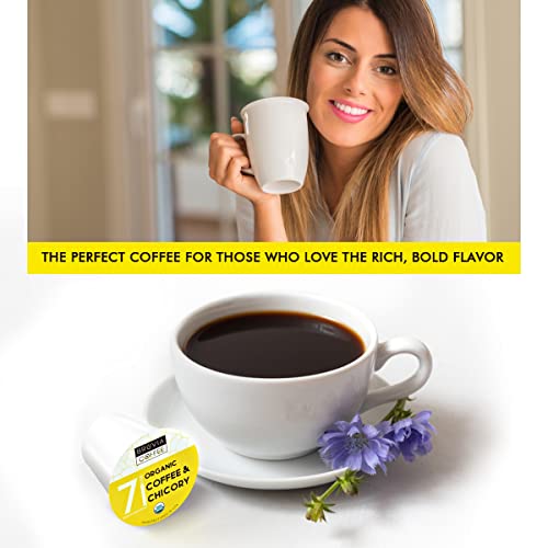 Organic Coffee & Chicory Pods For Keurig - Half Caff Coffee With Chicory For K Cup Brewer - Compatible With Single Serve Coffee Maker - Premium Chicory Coffee Blend - 36 Count Coffee Pods (Pack Of 1) By Bruvia #TOP3