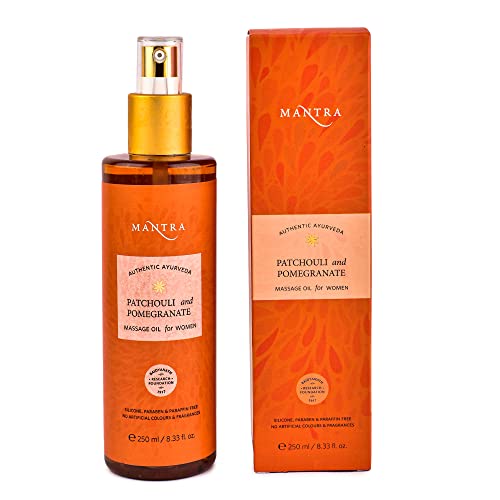 Mantra Patchouli and Pomegranate Ayurveda Massage Oil for Women FREE from chemicals, Silicon, Paraben, and Paraffin (250 ml / 8.3 fl oz)
