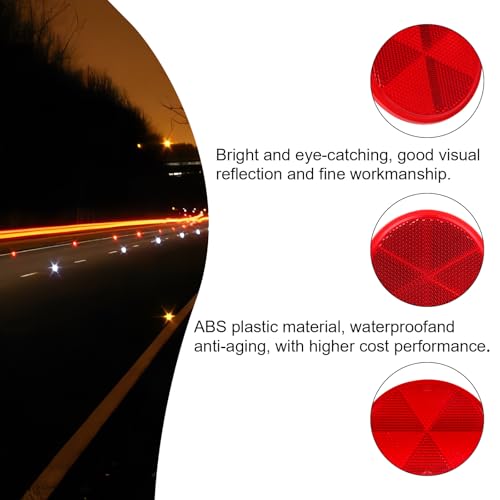 Image of 10 Pack 3 Inch Red Self Adhesive Round Reflectors, Road Safety Stick-on Rear Reflectors for Mailboxes Driveway Trailer Caravan Tunnels Truck Tractor Boat Lorry Motorcycle