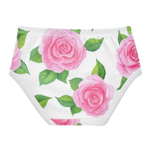Roses Green Leaves Cute Panties Girl Girls Underwear Toddler Cotton Pattern Briefs Girls Undies 2t2
