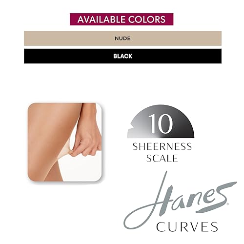 Hanes Curves Women's Pantyhose with Run Resist and X-Temp Technology, Ultra Sheer, Control Top, Sheer Toe, Plus Size3