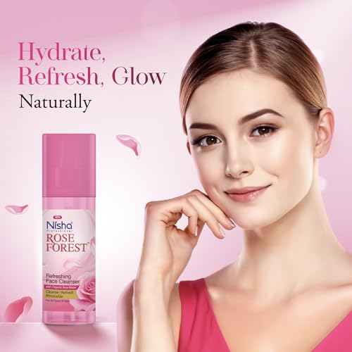 Image of Nisha Professional Refreshing Face Cleanser With Organic Rose Water 120ml | Gulab Jal Cleansing Water For All Skin Types | For Women & Men | Alcohal Free | Cleanse, Refresh & Moisturize