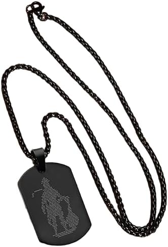 INSTAZONEHANUMAN CHALISA Stainless Steel Necklace for Men | Locket and Pendant Necklace for Men and Guys | Hanuman Necklace and Gada Micro-carved Tag with Chain in Black 22 Inches