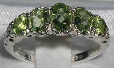 925 Sterling Silver Real Genuine Peridot Womens Band Ring2