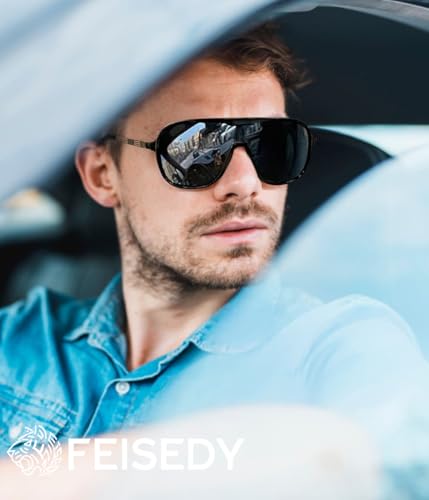 FEISEDY Polarized Sunglasses Men Mirrored One Piece Lens Shades Women Reflective UV Protection Sun Glasses B02772