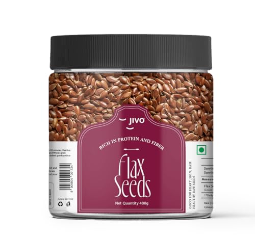 Image of Jivo Flax Seeds | Raw Alsi Seeds for Smoothies, Hair Growth, Baking & More | Rich in Omega-3, Fiber, Protein & Essential Nutrients | 100% Natural, Vegan, Gluten-Free for Optimal Health - 400g