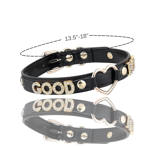 Handmade Gold Heart O-Ring Letter Choker Necklace for Women, Adjustable PU Leather Black/Pink Choker Collar For Women, Goth Choker Collars Necklace4