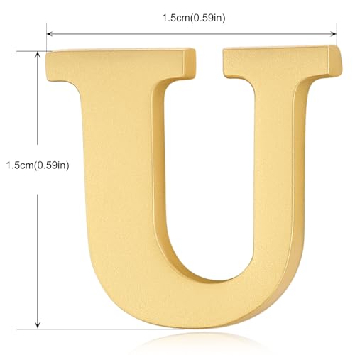 Image of HONEY BEAR Mens Womens Initial Alphabet Letter Lapel Pins Collar Badge Brooches for Business Wedding Graduation Gift Matte Gold 0.59 inches