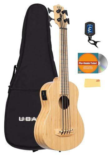 U-Bass acoustique-électrique Kala UBASS-BMB-FS en bambou avec housse