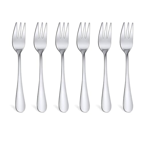 Diffaxy Forchette da dolce, 6 pezzi, forchette da dessert, in acciaio inox, piccole forchette, posate da tavolo, per casa, cucina e ristorante, piccole forchette da 5,4 pollici