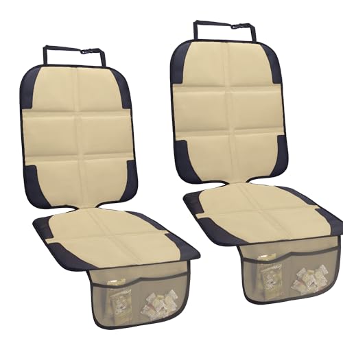 Image of Car Seat Protector for Child Car Seat, 2 Pack Baby Car Seat Covers with Mesh Pockets & Non-Slip Backing 600D Durable Seat Protector