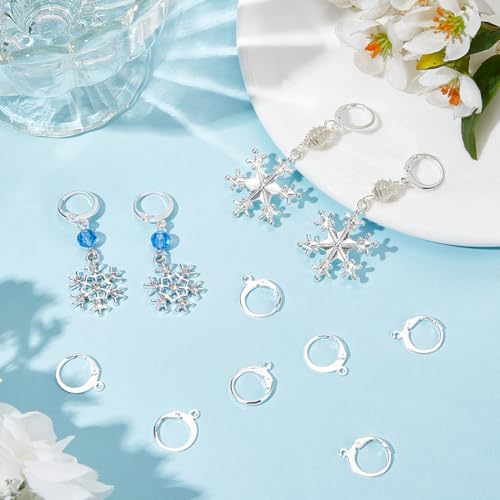 Beebeecraft 1 Box 100Pcs Round Leverback Earring Hooks 925 Sterling Silver Plated 304 Stainless Steel French Huggie Hoop Earring Findings for Jewellery Making DIY Crafts - Image 4