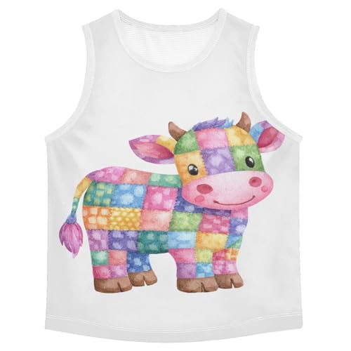 Patchwork Cow Boys Tank Tops Toddler Boys' Assorted Sleeveless Tank Tops for Sports,3T