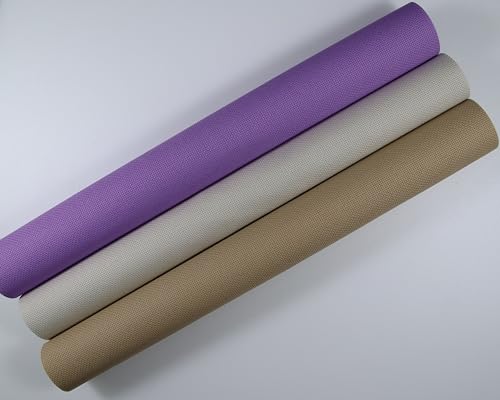 Image of KCS 3 pc of 15 inch x 18 inch(38cmx45cm) Counted Cross Stitch Cotton Aida Cloth Needlework Rolled Fabric Box,18CT,Pearl Grey+Khaki+Lavender