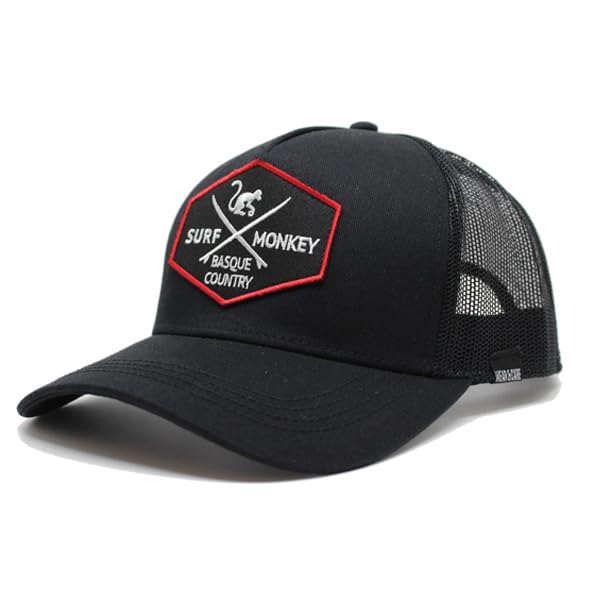 Surf Monkey | Gorra tipo Trucker Origins Beisbol Ajustable - Algodón orgánico - Talla única (FR/ES, Letras, Talla única, Negro)