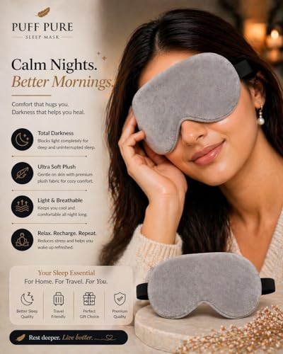 Image of Travelling Sleep Mask Light Blocking Sleeping Eye Mask With Elastic Strap For Deep Sleep, Travel, Meditation, Nap, Airplane And Office Rest Use Blind Fold For Comfortable Sleeping [Grey] (Pack Of 2)
