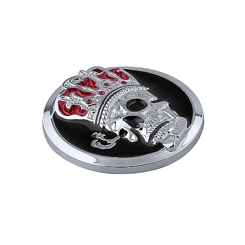 Image of 2pcs Skull Emblem Car Badge Sticker Waterproof Decoration Logo Decals for Car Motorcycle Fridge Computer Door (Silver Black)
