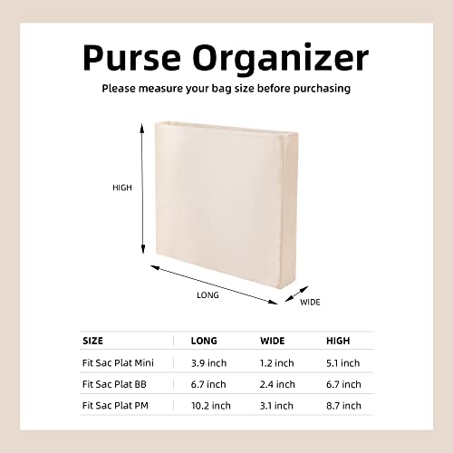 Dgaz Silk Purse Organizer Insert For Lv Sac Plat Mini/Bb/Pm Bag，Silky Smooth Bag Organizer，Luxury Handbag & Tote Shaper（Craie，Pm） #TOP5