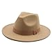 Produktbild QBQZXAOSOWH Fedora Trilby Fedora Hut Damen Band Band Herren Hut Breite Krempe Klassisch Beige Hochzeit Kirche Bowler Cap 59-61Cm(XL) Camel