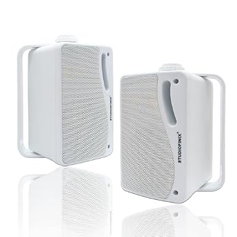 Foto di STUDIOFINIX Altoparlanti Bluetooth da 3,5 pollici a 3 vie 200W, altoparlanti marini impermeabili con montaggio a parete, griglia resistente, perfetti per casa, barca, patio (bianco)