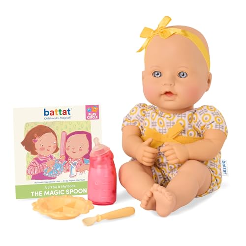 Baby Sweetheart de Battat - Heure du Repas, Poupée Nouveau-né au Corps Souple de 12 Pouces avec Livre d'histoires Facile à Lire et Accessoires