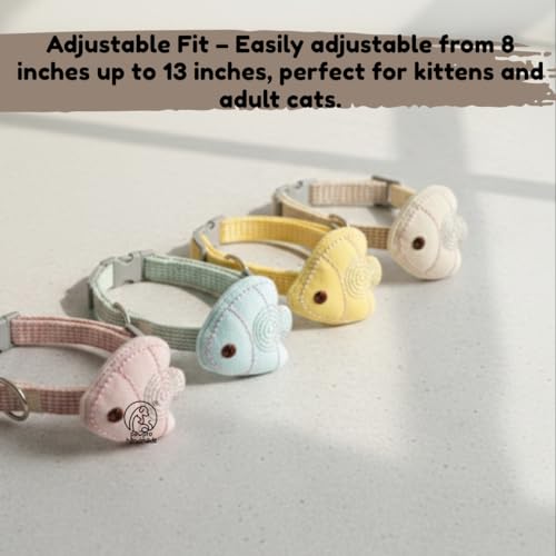 Image of PAWPRO HANDMADE Cat Collars with Breakaway Buckle - Set of 4, Adjustable 8-13 Inches, 1 /2 Inch Width, Soft Double‑Layer Nylon with Cute Fish Charm, Stylish & Comfortable (Multicolor)