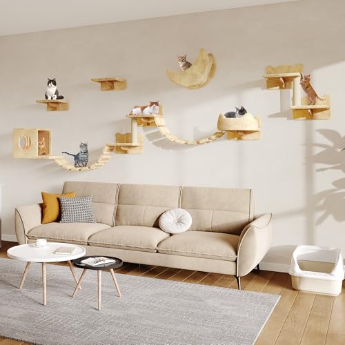 Homiflex 13-in-1 Cat Wall Shelves with Hammock & Ladder