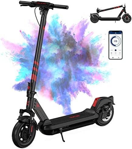 RCB Electric Scooter, Double Shock Absorption, 500W Motor, 20-25 Miles Long Range & 18MPH, 10" Inner Honeycomb Tires, Folding Commuter Electric Scooter for Adults with APP and Waterproof Certified
