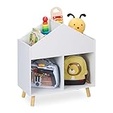 Relaxdays Kinderregal Haus, HxBxT: 64,5 x 60 x 30 cm, 6 Fächer, Aufbewahrungsregal Kinderzimmer, Hausform, weiß/Natur