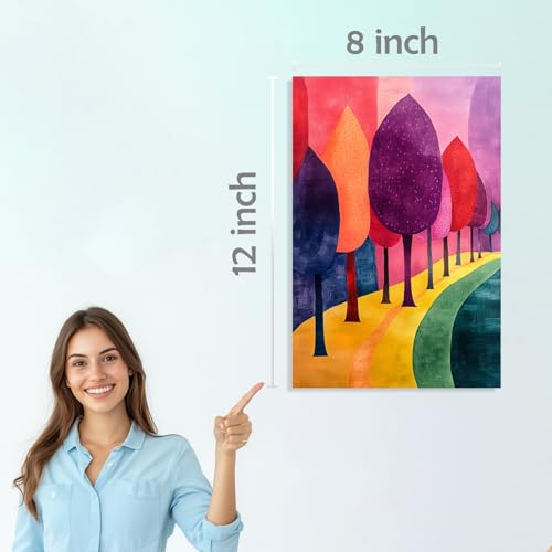 Image of SiddArtify Colorful Abstract Wall Art Prints Set - Botanical Landscape Poster Decor for Living Room Bedroom Office - 8x12 inch Board Pack of 6