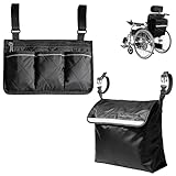 2 PCS Aufbewahrungstasche für Rollstuhl, Wasserdicht Rollstuhltasche Hinten & Seitlich, Rollstuhl Rucksack Aufhängen Aufbewahrungstasch Rollstuhl Zubehör für Multifunktional Siche Rollstühle Gehhilfen