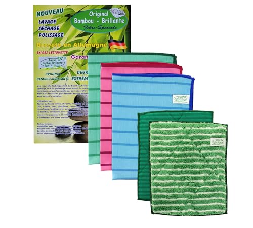 Kit 5 Chiffons en Microfibre de Bambou Brillante - Nettoyage