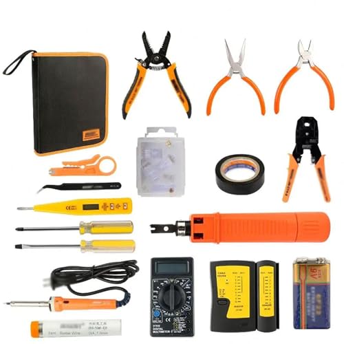 Kit d'outils de réparation de réseau portable 17 pièces, sac en tissu Oxford haute intensité, outils essentiels pour installations électroniques et réseaux ou réparations