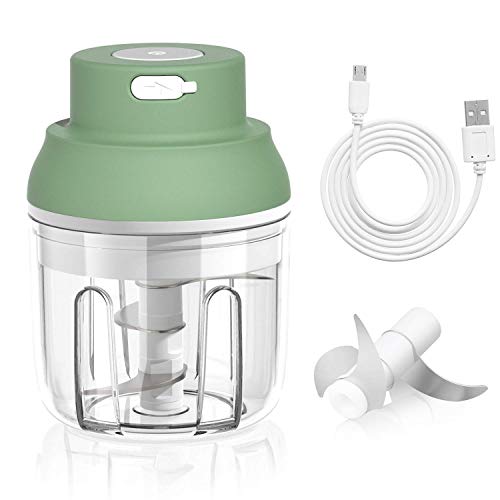 Electric Mini Garlic Chopper, Mini Chopper Food Processor for Chop Onion Garlic Vegetable Pepper Meat Salad and Baby Food, 250ML Portable&Wireless Garlic Chopper