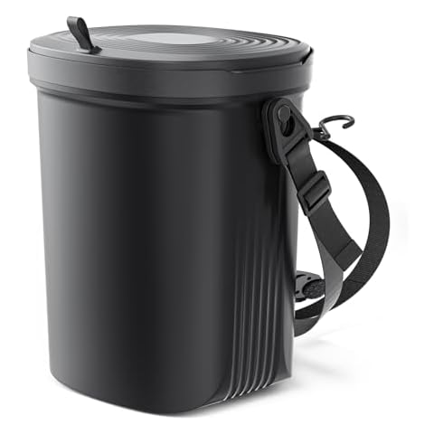 Waretary Trash Can for Car Garbage: Leakproof Silicone Car Waste Bin w/Lid for Drivers and Passengers; 1.9 Gallon Sturdy Garbage Container for Vehicle, Sedan, SUV, Van, MPV & Truck(Black) Cover