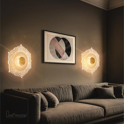 Image of Lamp master Florenza 3-in-1 LED Wall & Ceiling Light | Decorative Gold Mandala Lamp | Elegant Wall Sconce for Bedroom, Living Room, Hallway, Gallery | 1 Year Warranty