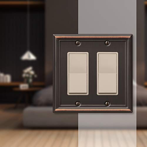 Image of Amerelle 149RRDB Chelsea Wallplate, 2 Rocker, Steel, Aged Bronze, 1-Pack