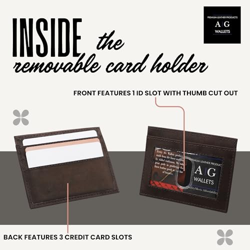 Image of AG Wallets Leather Wallet for Men - Sliding 2-in-1 Bifold Wallet with Removable Card Holder & RFID Protection - Premium Travel Wallet - Versatile & Functional Design - Brown