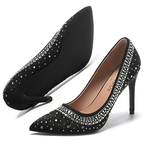 Women's Pumps Sexy Rhinestone High Heels 4 inch Pointed Closed Toe Stiletto Heel Evening Party Wedding Comfortable Dress Shoes2
