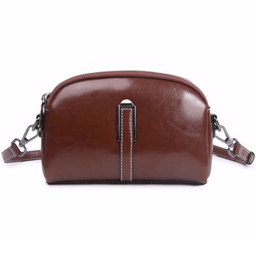 Genuine Leather Crossbody Bag for Women, Oil-waxed Cowhide Small Vintage Bag with Adjustable Strap for Daily Use and Travel