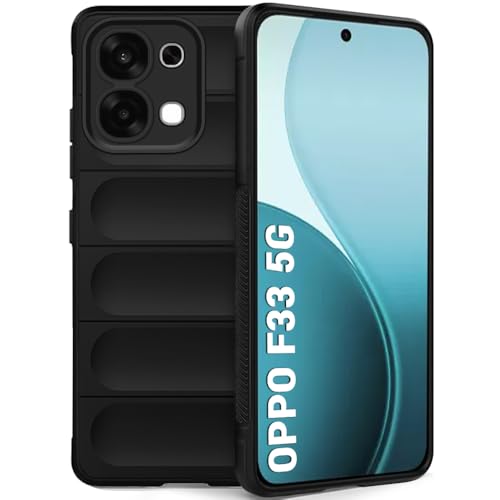 Image of TheGiftKart Liquid Silicon Back Cover Case for Oppo F33 5G / F31 5G | Shockproof Military Grade Protection | Micro-Fibre Cloth On Inner Side | Built-in Anti-Slip Grip Back Case Cover (TPU, Black)