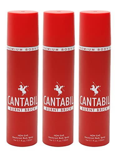 Image of Cantabil Burnt Brick Unisex Long Lasting No Gas Deodorant Body Spray | Pack Of 3 X 150ml With Citrus, Amber & Musk | Perfume Deo For Men & Women | Rakhi Gift for Brother