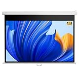 Manuelle 60 72 Zoll Rollo-Leinwand zum Herunterziehen für Heimkino und Büro, 16:9 3D/4K HD-Beamer Leinwand mit Automatischer Verriegelung,Geeignet für Decken/Wandmontage(72 inch)