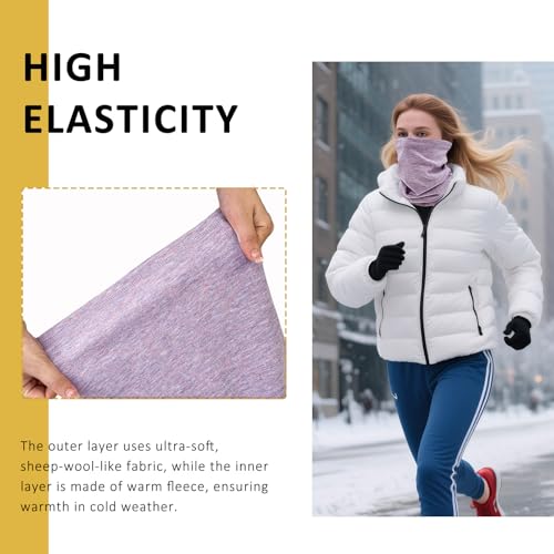 2 Pack Winter Neck Gaiter Warmer for Women Men Soft Fleece Neck Warmers Windproof Warm Face Cover Mask Scarf for Cold Weather4