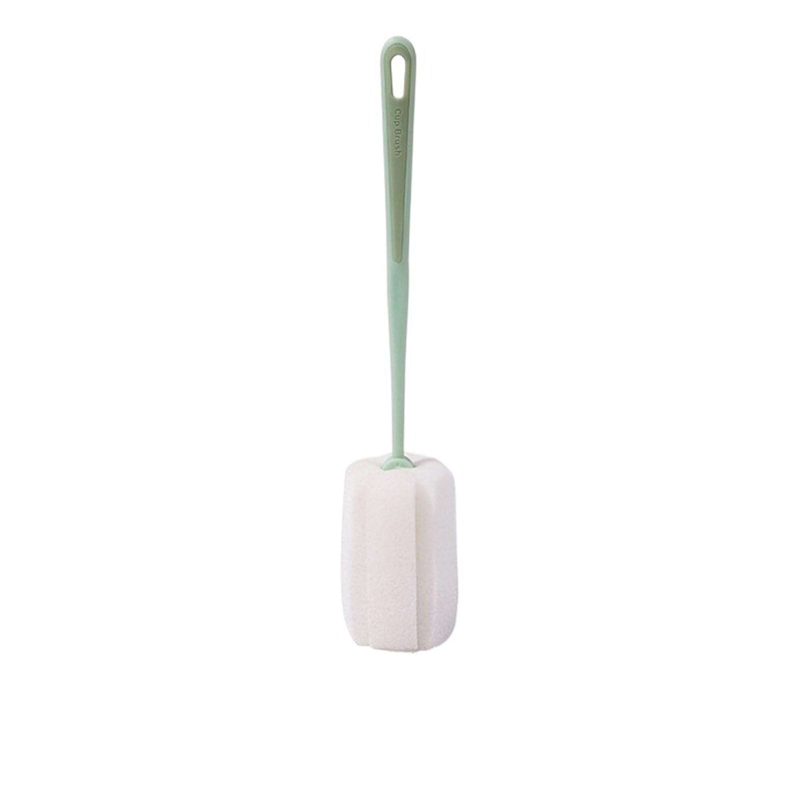 Baby bottle cleaning brush， Bottle Brush Cup Long Handle No Dead Angle Multicolor Small Sponge Clean Tea Stain(Green)