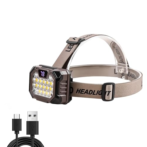 LED Headlamp Rechargeable Battery Powered Hard Hat 5 Light Mode 1000 Lumen Usb C Waterproof Bright Outdoor Camping Essential Fishing Gear Hiking Accessories Hunting Running Survival Power Outage Gifts