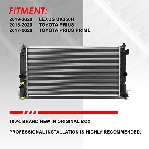 Image of Auto Dynasty Radiator Compatible with 16-20 Lexus UX250H Toyota Prius Prime, DPI 13591 Factory Style 1-Row Cooling Radiator, Aluminum Core
